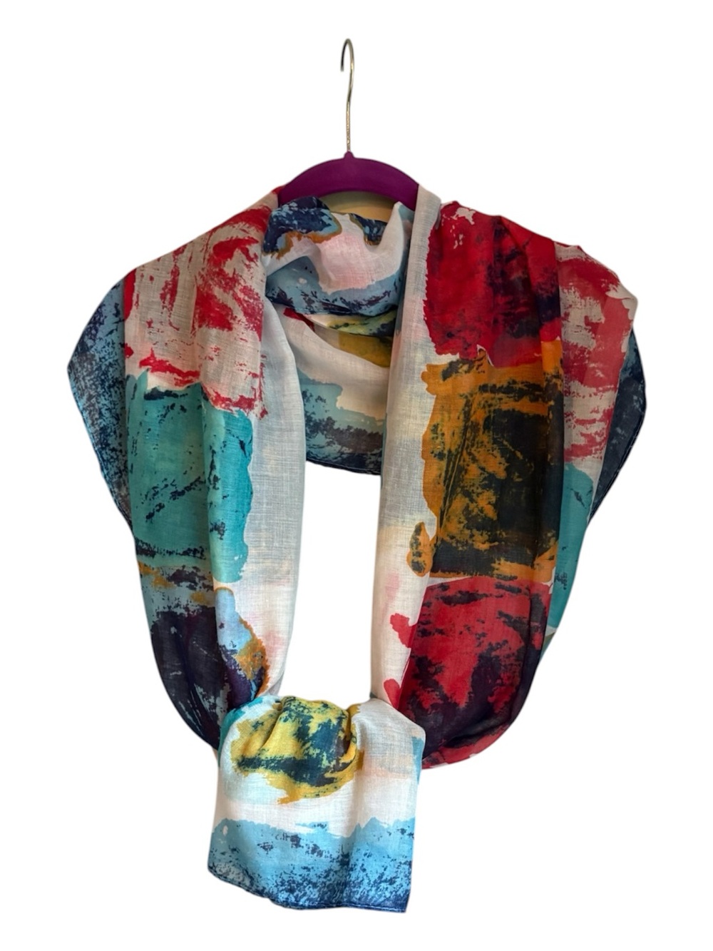 Colorful Art Abstract Print Lightweight Statement Scarf Wrap